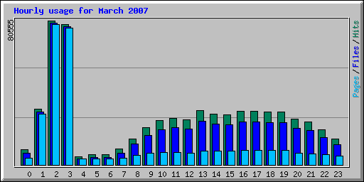 Hourly usage for March 2007